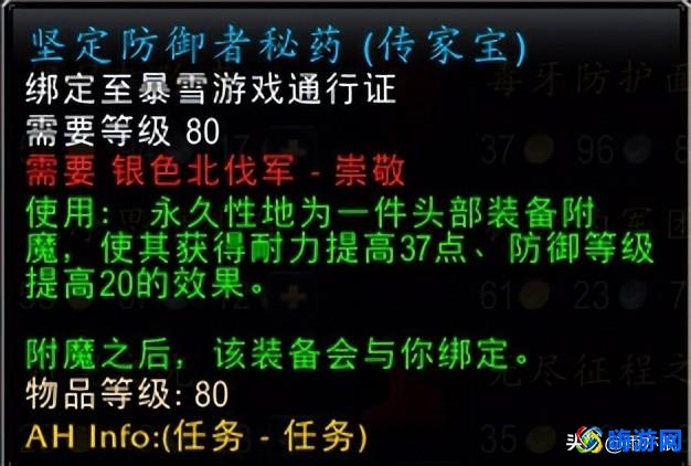 魔兽世界头部附魔需要哪里的声望(魔兽世界头部附魔有哪些)？