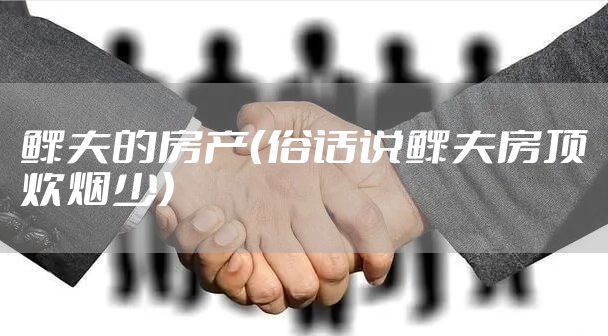 鳏夫的房产（俗话说鳏夫房顶炊烟少）