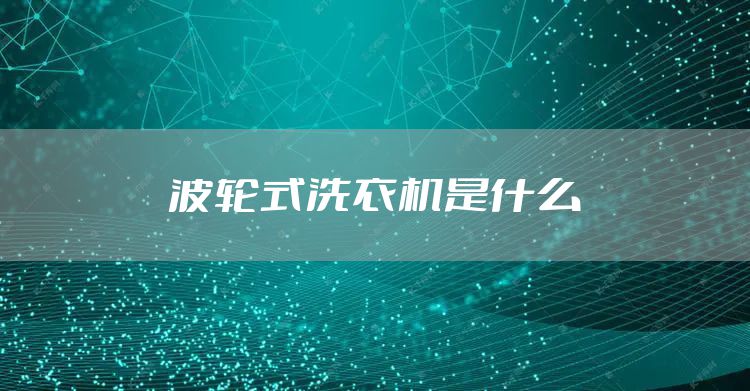 波轮式洗衣机是什么