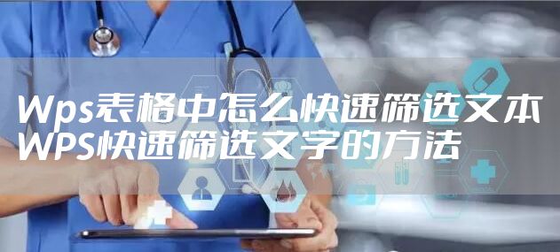 Wps表格中怎么快速筛选文本 WPS快速筛选文字的方法