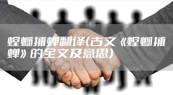 螳螂捕蝉翻译（古文《螳螂捕蝉》的全文及意思）