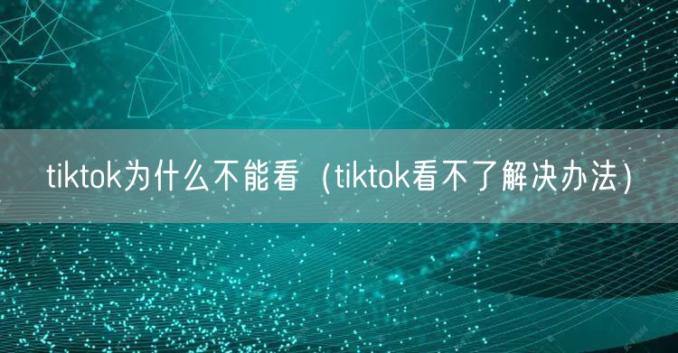 tiktok为什么不能看（tiktok看不了解决办法）