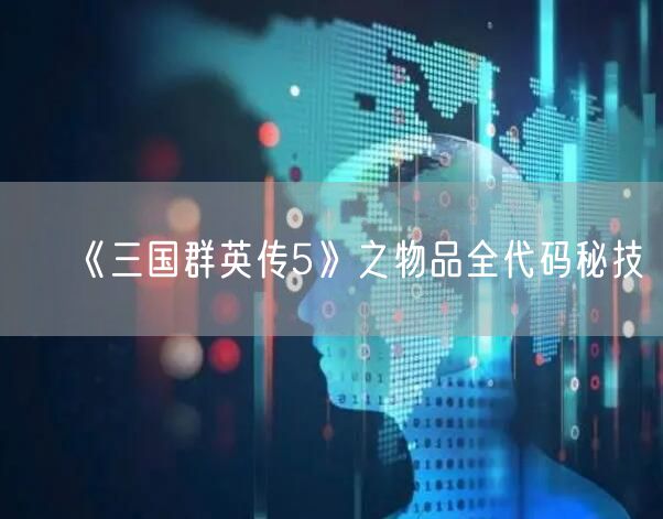 《三国群英传5》之物品全代码秘技