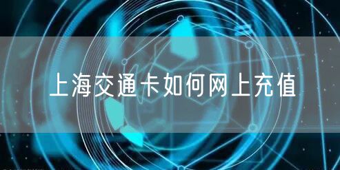 上海交通卡如何网上充值
