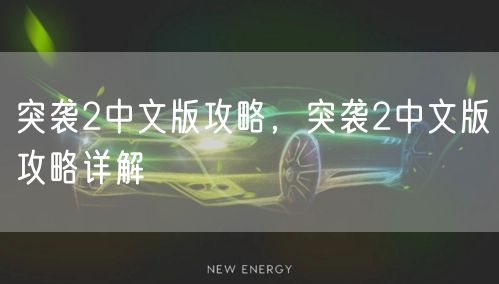 突袭2中文版攻略，突袭2中文版攻略详解