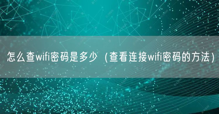 怎么查wifi密码是多少（查看连接wifi密码的方法）