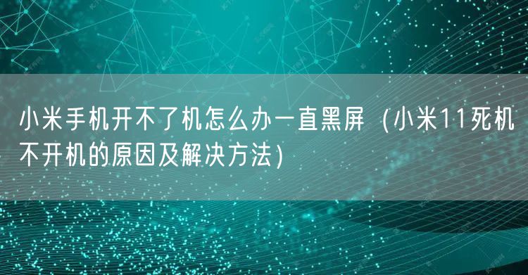 小米手机开不了机怎么办一直黑屏（小米11死机不开机的原因及解决方法）