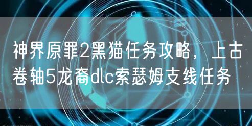 神界原罪2黑猫任务攻略，上古卷轴5龙裔dlc索瑟姆支线任务