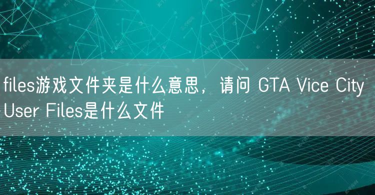 files游戏文件夹是什么意思，请问 GTA Vice City User Files是什么文件