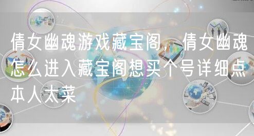 倩女幽魂游戏藏宝阁，倩女幽魂怎么进入藏宝阁想买个号详细点本人太菜