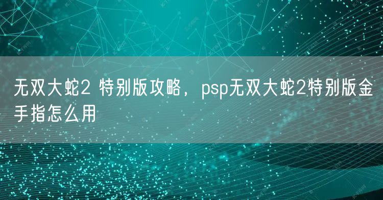 无双大蛇2 特别版攻略，psp无双大蛇2特别版金手指怎么用