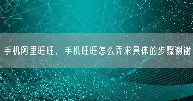 手机阿里旺旺，手机旺旺怎么弄求具体的步骤谢谢