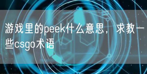 游戏里的peek什么意思，求教一些csgo术语