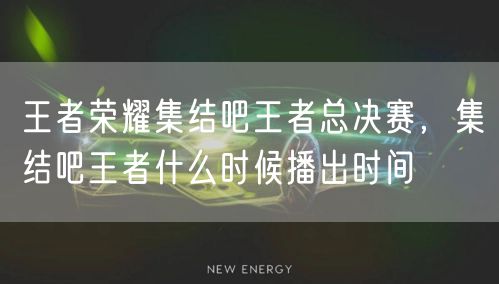王者荣耀集结吧王者总决赛，集结吧王者什么时候播出时间