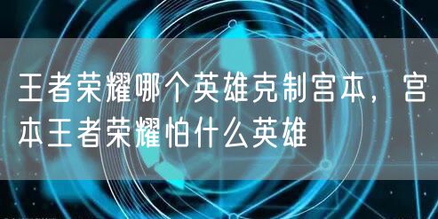 王者荣耀哪个英雄克制宫本，宫本王者荣耀怕什么英雄