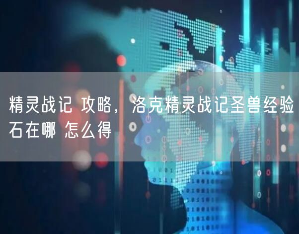 精灵战记 攻略，洛克精灵战记圣兽经验石在哪 怎么得
