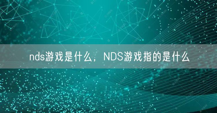 nds游戏是什么，NDS游戏指的是什么