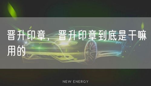 晋升印章，晋升印章到底是干嘛用的