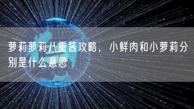 萝莉萝莉八重酱攻略，小鲜肉和小萝莉分别是什么意思