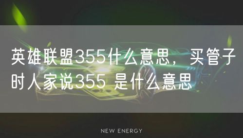 英雄联盟355什么意思，买管子时人家说355 是什么意思