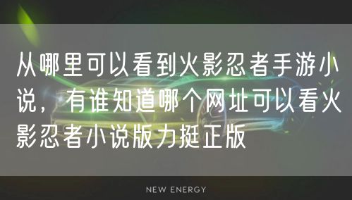 从哪里可以看到火影忍者手游小说，有谁知道哪个网址可以看火影忍者小说版力挺正版