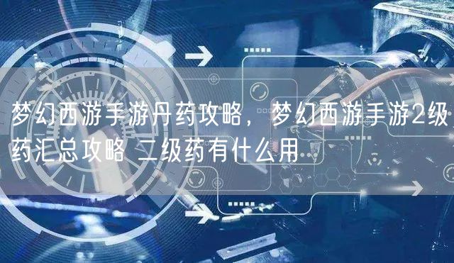 梦幻西游手游丹药攻略，梦幻西游手游2级药汇总攻略 二级药有什么用