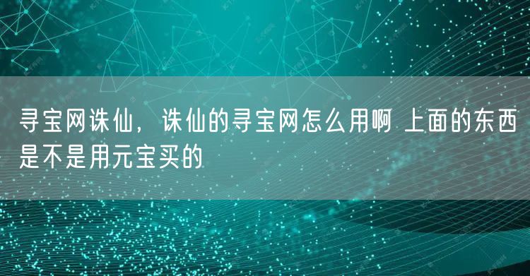 寻宝网诛仙，诛仙的寻宝网怎么用啊 上面的东西是不是用元宝买的