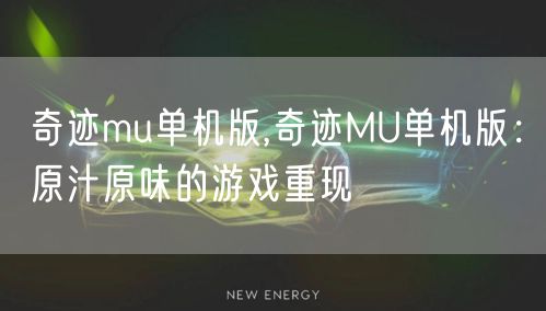 奇迹mu单机版,奇迹MU单机版：原汁原味的游戏重现