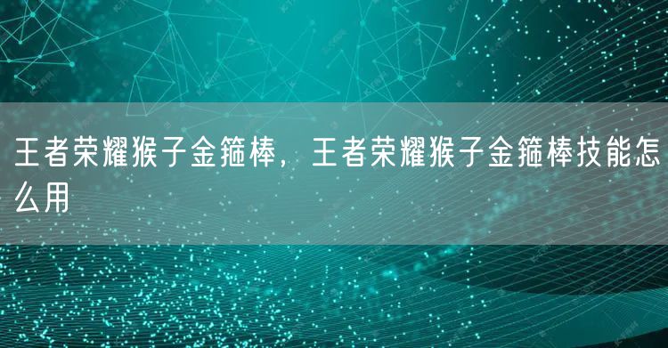 王者荣耀猴子金箍棒，王者荣耀猴子金箍棒技能怎么用