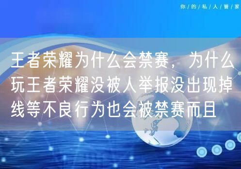 王者荣耀为什么会禁赛，为什么玩王者荣耀没被人举报没出现掉线等不良行为也会被禁赛而且