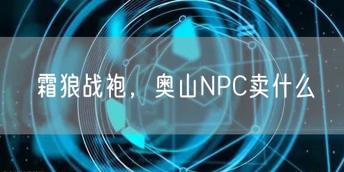 霜狼战袍，奥山NPC卖什么