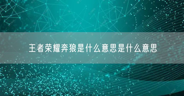 王者荣耀奔狼是什么意思是什么意思