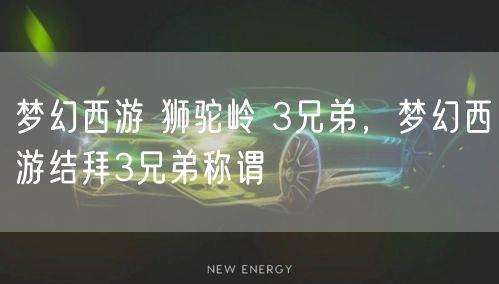 梦幻西游 狮驼岭 3兄弟，梦幻西游结拜3兄弟称谓