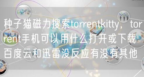 种子猫磁力搜索torrentkitty，torrent手机可以用什么打开或下载百度云和迅雷没反应有没有其他