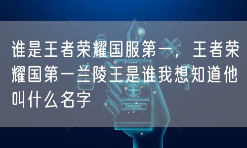 谁是王者荣耀国服第一，王者荣耀国第一兰陵王是谁我想知道他叫什么名字