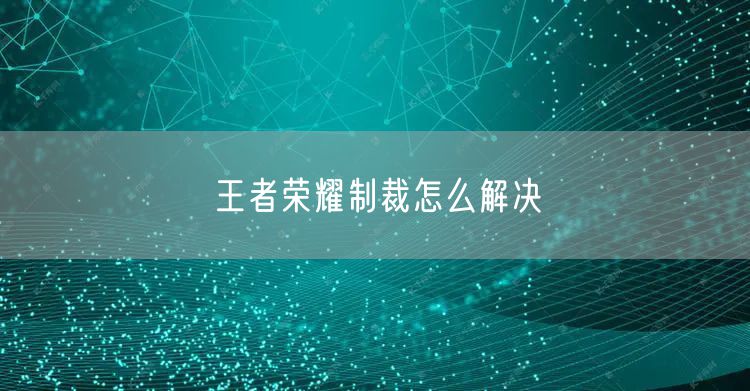 王者荣耀制裁怎么解决