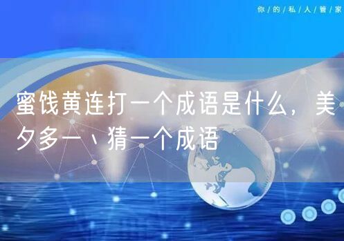 蜜饯黄连打一个成语是什么，美夕多一丶猜一个成语