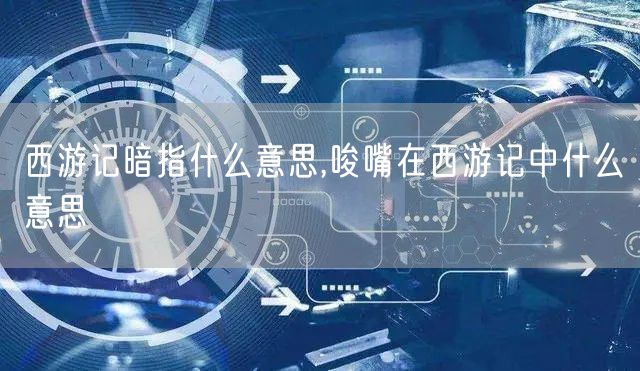 西游记暗指什么意思,唆嘴在西游记中什么意思