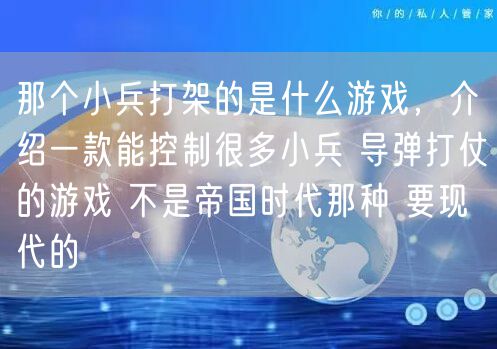 那个小兵打架的是什么游戏，介绍一款能控制很多小兵 导弹打仗的游戏 不是帝国时代那种 要现代的