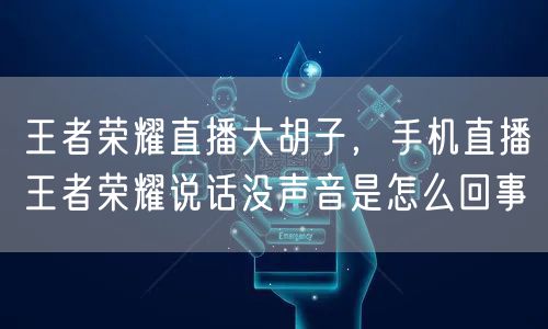 王者荣耀直播大胡子，手机直播王者荣耀说话没声音是怎么回事