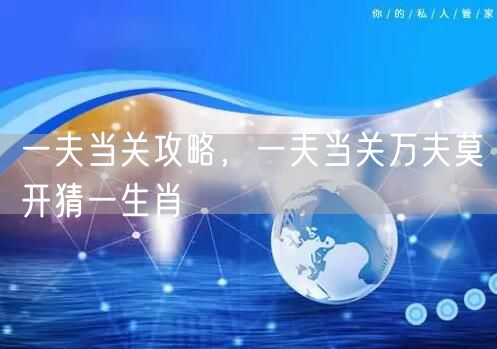 一夫当关攻略，一夫当关万夫莫开猜一生肖