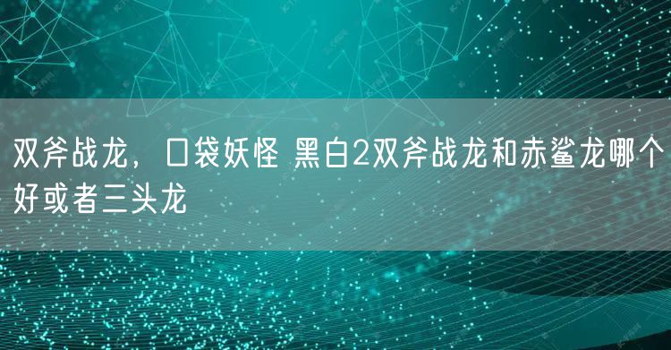 双斧战龙，口袋妖怪 黑白2双斧战龙和赤鲨龙哪个好或者三头龙