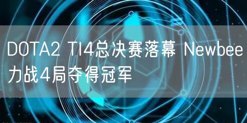 DOTA2 TI4总决赛落幕 Newbee力战4局夺得冠军