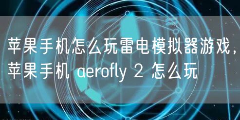 苹果手机怎么玩雷电模拟器游戏，苹果手机 aerofly 2 怎么玩