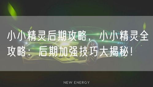小小精灵后期攻略，小小精灵全攻略：后期加强技巧大揭秘！