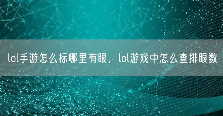 lol手游怎么标哪里有眼，lol游戏中怎么查排眼数