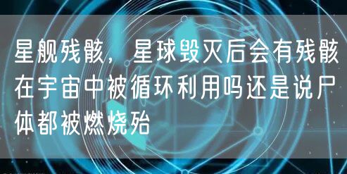 星舰残骸，星球毁灭后会有残骸在宇宙中被循环利用吗还是说尸体都被燃烧殆