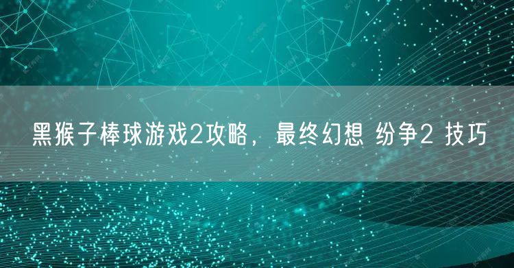 黑猴子棒球游戏2攻略，最终幻想 纷争2 技巧