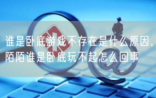 谁是卧底游戏不存在是什么原因，陌陌谁是卧底玩不起怎么回事