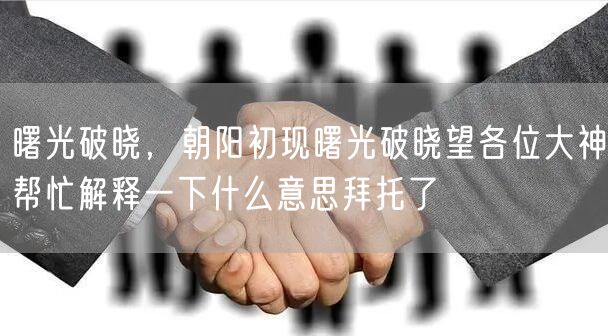 曙光破晓，朝阳初现曙光破晓望各位大神帮忙解释一下什么意思拜托了